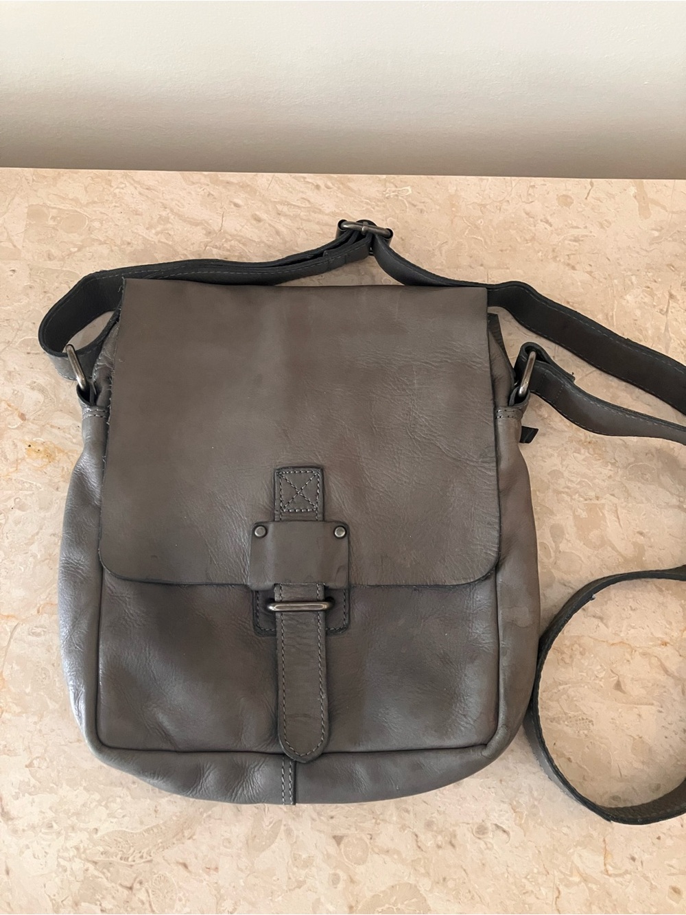 Harbour 2nd Gray Leather Flap Crossbody Bag - Classic Style-Unisex